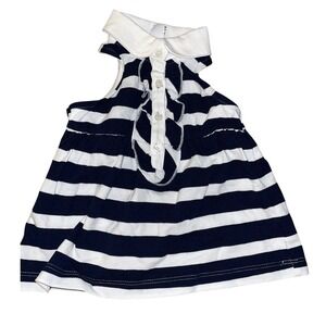 Hartstrings NEW Baby Girls Nautical Sleeveless Navy/White Striped Polo‎ Top 12M